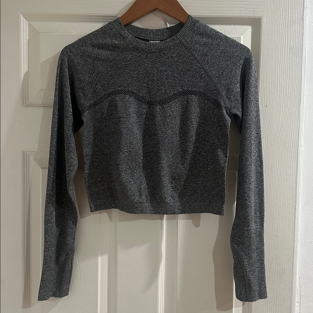 Lorna Jane Charcoal Cropped Long Sleeve Top